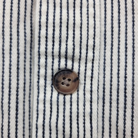 Duluth Trading Co Shirt Mens Extra Large White Navy Stripe Long Sleeve Cotton - Picture 3 of 15